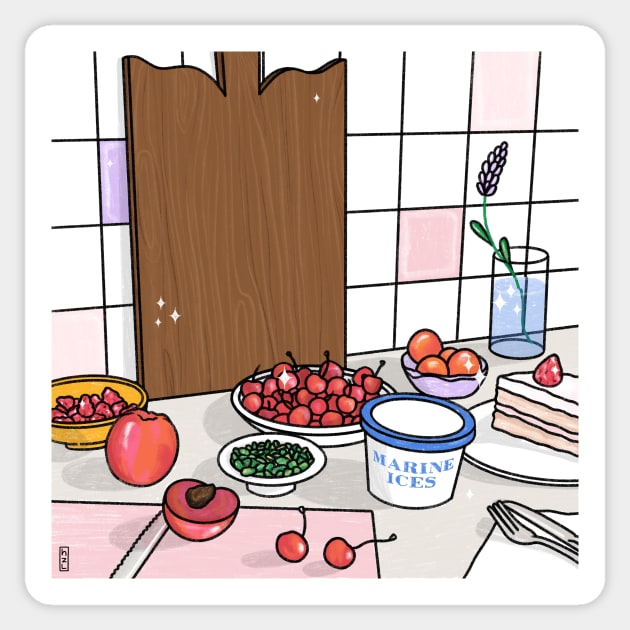 Kitchen Still Life Illustration Sticker by hazal kirikci